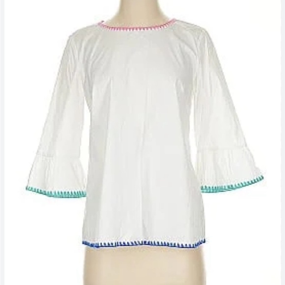 Talbots Tops - Talbots White Blouse with Colorful Trim